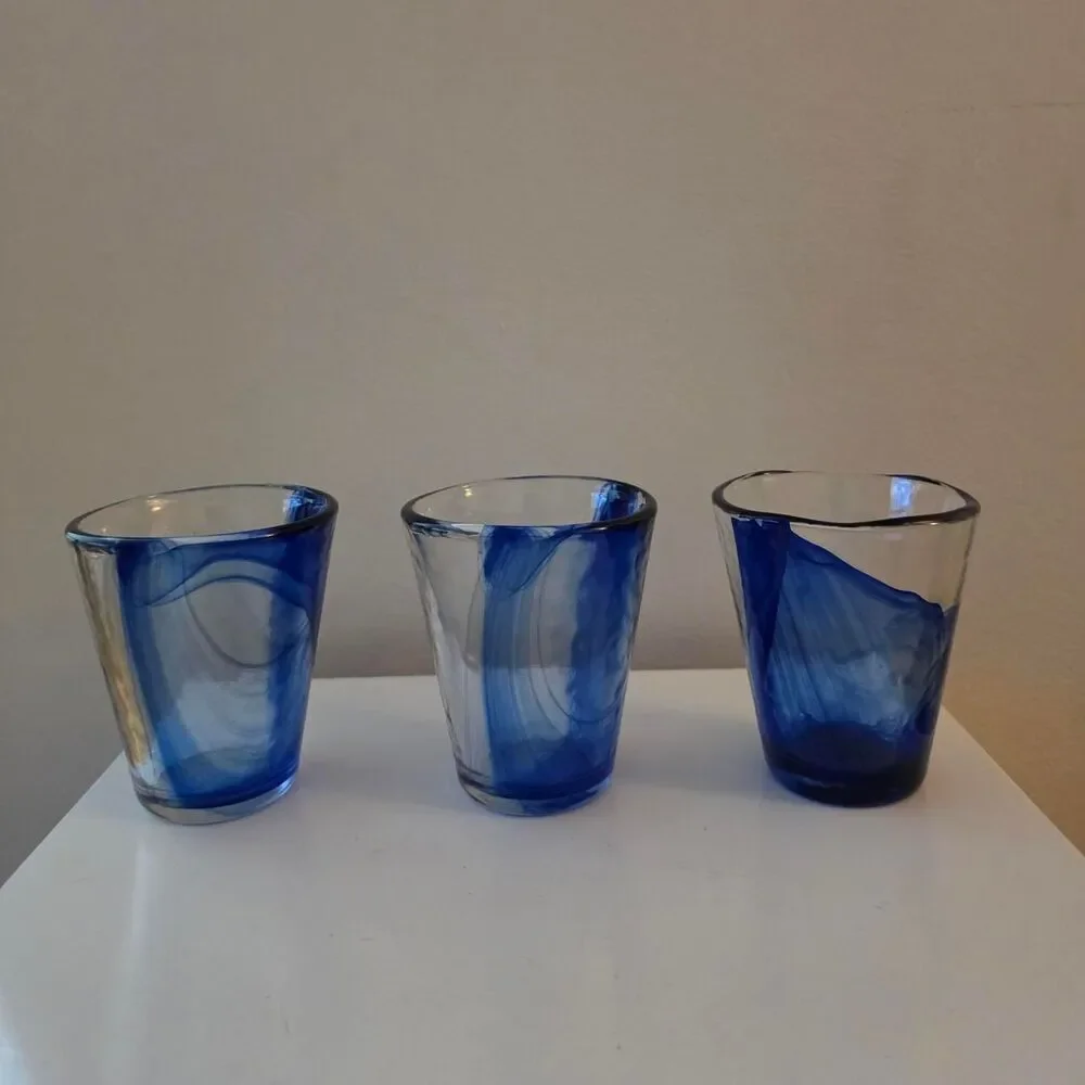 Bormrioli-rocco Murano Cobalt Blue Swirl Glass Italian